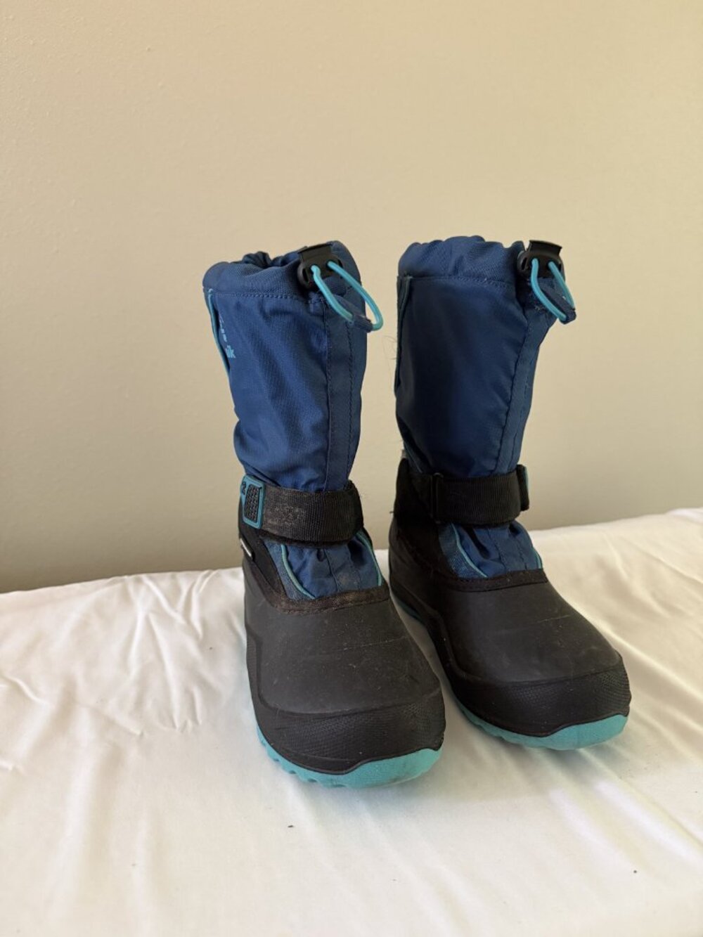 Kamik Kids Waterproof Winter Snow Boots Size 4 Navy and Teal - Picture 3 of 9